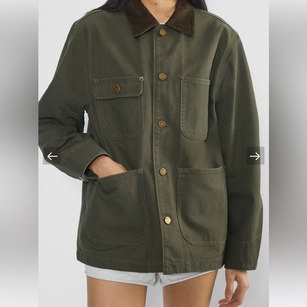 Aritzia Olive Green Jacket with Brown Collar